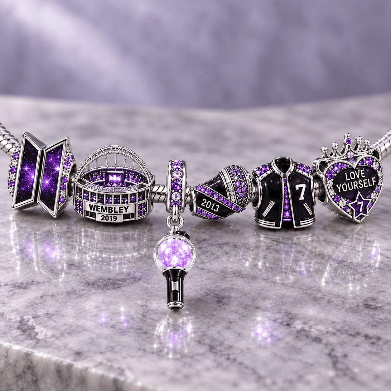 BTS Silver Charm Bracelet Set NTVA