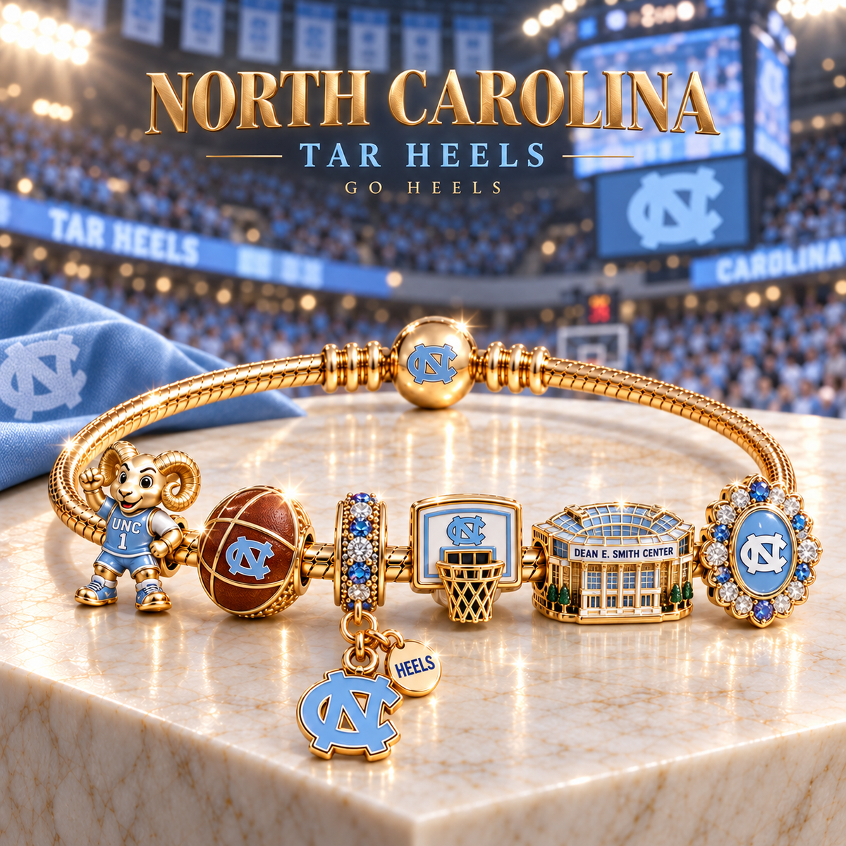 UNC Gold Charm Bracelet Set TTTT