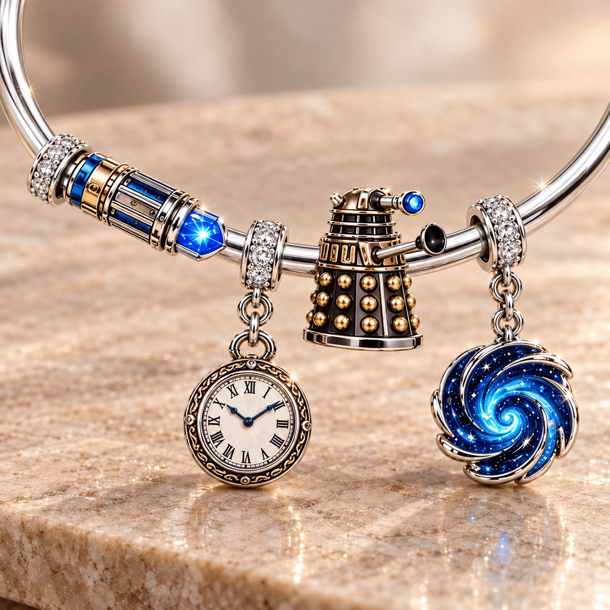 DTW Silver Charm Bracelet Set TMH
