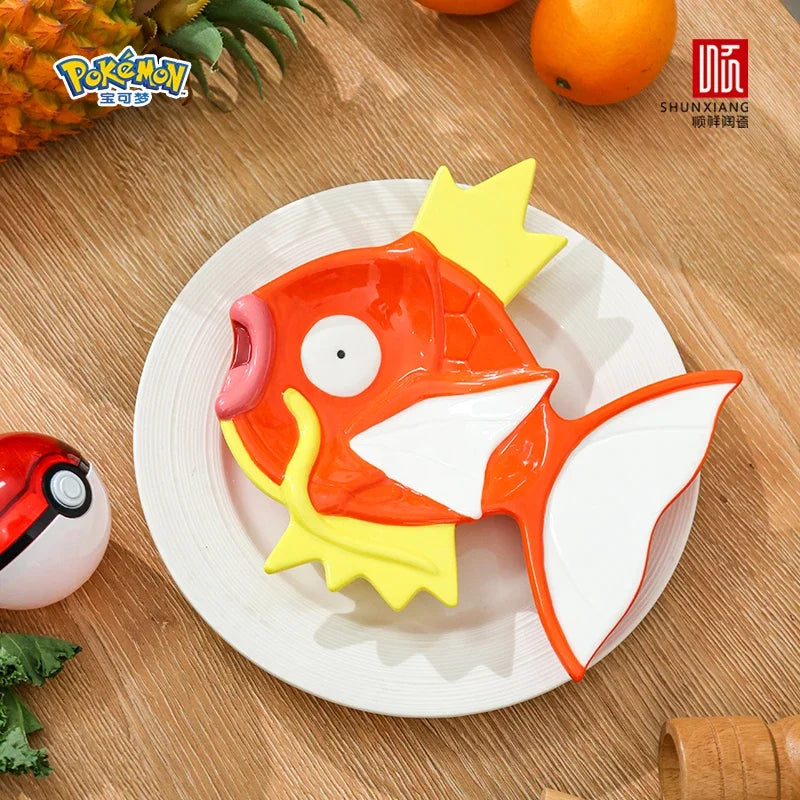 SHUNXIANG Pokémon Magikarp Ceramic Plate Fruit Pastry Tray Creative Fish Shaped Ceramic Sushi Sashimi Serving Plate Food Tray