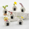 6 PCS Cute Handmade Ceramic Mini Vases - Rice Ball Design for Dried Flowers and Small Stems, Adorable Mini Table Decor
